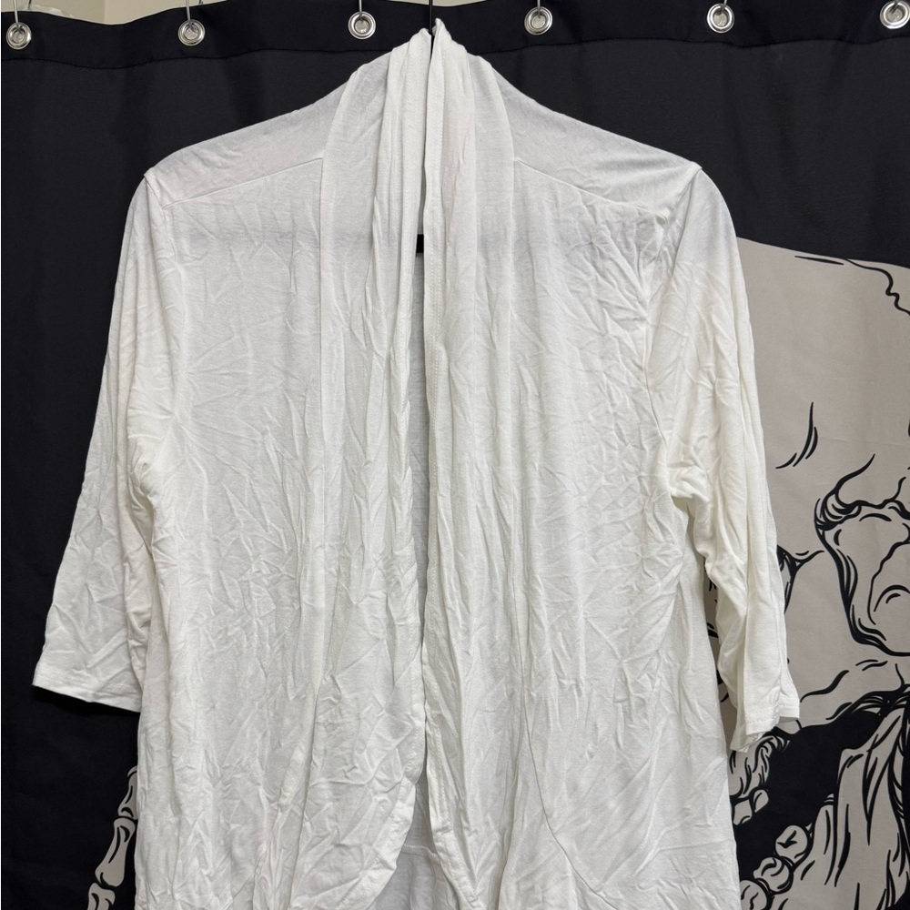 Lightweight White Open Front Cardigan